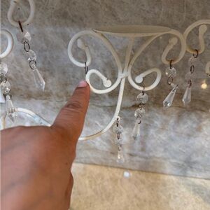 2 White Candelabras with Crystals.